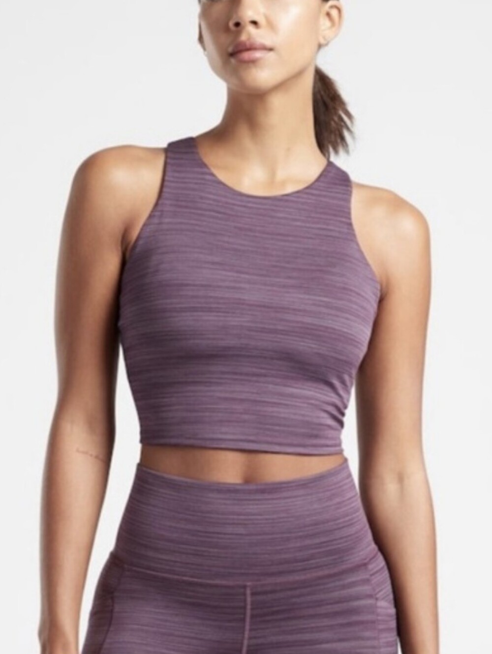 Athleta Conscious Crop Tank Top Purple Stripe EUC